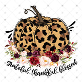 Transfer 000013 - Grateful Thankful Blessed Leopard and Floral Pumpkin