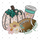 Transfer 000015 - Hello Fall Pink Pumpkin Coffee Football
