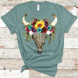 Transfer 000037 - Leopard Bull Skull with Flowers