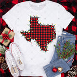 Transfer 000063 - Buffalo Plaid Texas with Christmas Lights