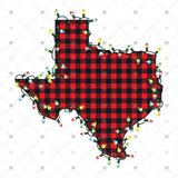 Transfer 000063 - Buffalo Plaid Texas with Christmas Lights