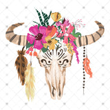 Transfer 000069 - Floral Bull Skull