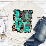 Transfer 000201 - Turquoise Love on Leopard Background