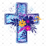 Transfer 000437 - Purple Floral Cross