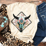 Transfer 000443 - Leopard Boho Cow Skull