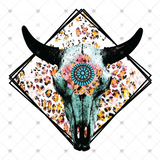 Transfer 000443 - Leopard Boho Cow Skull