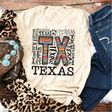 Transfer 000451 - Leopard Serape Texas Word Art