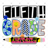 Transfer 000571 - Colorful Smile and Pencil Boy Teacher Grade Set