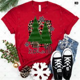 Transfer 000675 - HoHoHo Christmas Trees Leopard