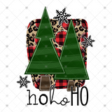 Transfer 000675 - HoHoHo Christmas Trees Leopard