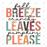 Transfer 000678 -  Fall Breeze Crunchy Leaves Pumpkins Leaves
