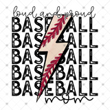 Transfer 000696 - Loud and Proud Baseball Mom Stacked Word Art