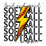 Transfer 000697 - Loud and Proud Softball Mom Stacked Word Art