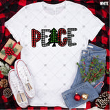 Transfer 000805 - Peace Christmas Plaid Word Art