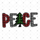 Transfer 000805 - Peace Christmas Plaid Word Art