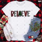 Transfer 000808 - Believe Christmas Plaid Word Art