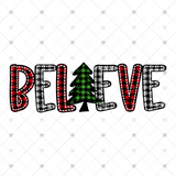 Transfer 000808 - Believe Christmas Plaid Word Art