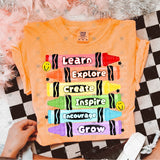 Transfer 000925 - Learn Explore Create Inspire Encourage Grow Crayons