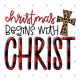Transfer 000993 - Christmas Begins with Christ Leopard Cross