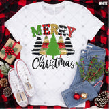 Transfer 001157 - Merry Christmas Red Black and Green Trees