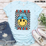 Transfer 001488 - Happy 100 Days of School Smile with Checkered Background