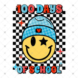 Transfer 001488 - Happy 100 Days of School Smile with Checkered Background