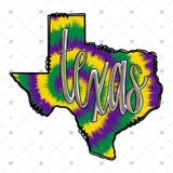 Transfer 001502 - Purple Green Yellow Tie Dye Texas