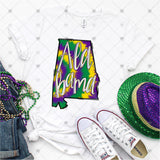 Transfer 001504 - Purple Green Yellow Tie Dye Alabama