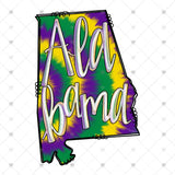 Transfer 001504 - Purple Green Yellow Tie Dye Alabama