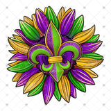 Transfer 001513 - Mardi Gras Fleur De Lis Sunflower