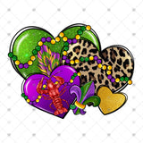 Transfer 001516 - Mardi Gras Hearts Crawfish and Fleur de Lis