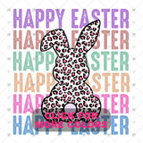 Transfer 001688 - Leopard Bunny Happy Easter Stacked Word Art Colorful
