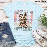 Transfer 001688 - Leopard Bunny Happy Easter Stacked Word Art Colorful
