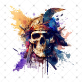 Transfer 001731 - Watercolor Pirate Skull