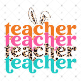 Transfer 001777 - Bright Teacher Bunny Stacked Word Art