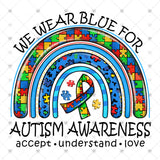Transfer 001822 - We Wear Blue for Autism Awareness Rainbow