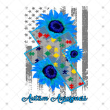 Transfer 001834 - Autism Awareness Cross and Flag