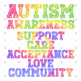 Transfer 001839 - Autism Awareness Tie Dye Letters