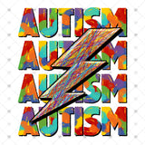 Transfer 001840 - Autism Crayon Colored Lightning Bolt