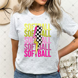 Transfer 001851 - Softball Checkered Lightning Bolt Word Art