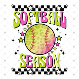 Transfer 001855 - Retro Softball Season Pink Yellow & Green
