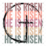 Transfer 001987 - He is Risen Cross Stacked Word Art