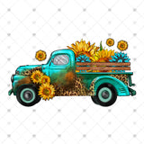 Transfer 002004 - Turquoise and Leopard Truck with Sunflowers