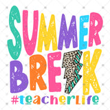Transfer 002035 - Summer Break #Teacherlife Leopard Lightning Bolt