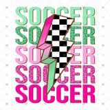 Transfer 002055 - Soccer Lightning Bolt Stacked Word Art Girl