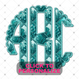 Custom Transfer 0065 - Turquoise Tile Monogram