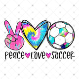Transfer 002069 - Peace Love Soccer Tie Dye
