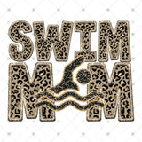 Transfer 002084 - Swim Mom Swimmer Leopard Faux Embroidery