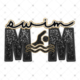 Transfer 002087 - Swim Mom Swimmer Black Faux Embroidery