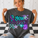 Transfer 002101 - You Matter Black and Purple Checkered Boxing Gloves